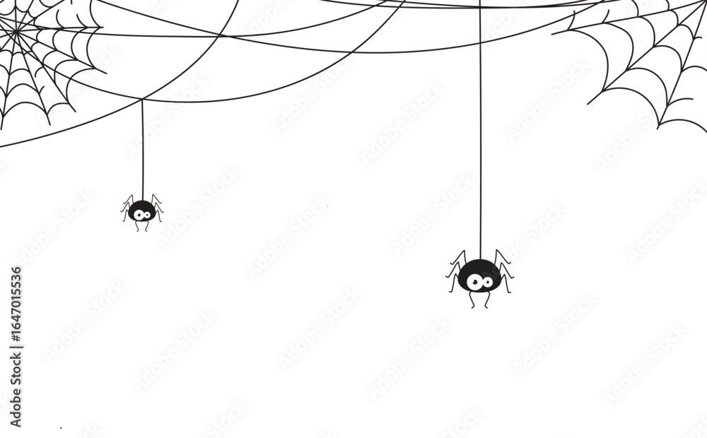 Vector halloween illustration with funny spider and web isolated on ...