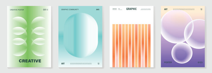 Canvas Print - modern gradient poster background vector set. minimalist cover template with vibrant perspective geo