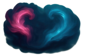 Wall Mural - cosmic heart nebula glowing with blue and pink hues, floating against transparent backdrop, symboliz