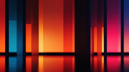 Wall Mural - vibrant geometric abstract with colorful light reflections in a modern architectural setting