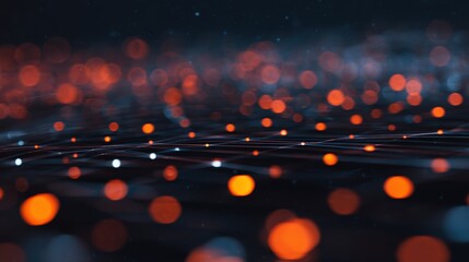 Wall Mural - abstract close-up of glowing orbs on a dark surface, creating a mesmerizing light pattern in the bac
