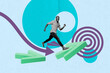 © deagreez - Collage of successful person near large rising arrow or stats symbolizing financial growth business progress motivation