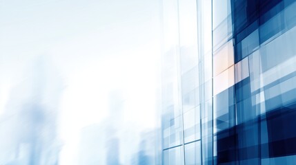 Wall Mural - abstract cityscape with blurred glass buildings reflecting light, suggesting movement and modernity