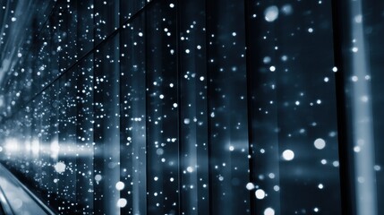 Wall Mural - abstract representation of light particles in motion along a corridor, creating a dynamic visual eff