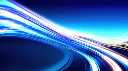 Wall Mural - abstract light trails create a dynamic motion effect against a blue gradient background