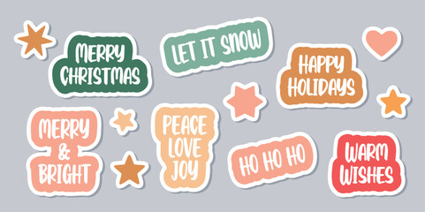 Wall Mural - set of cute christmas decoration sticker isolated vector illustration