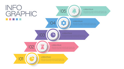 infographics of growth and advancement. five steps to success layout infographic with business icons