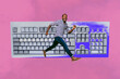 © deagreez - Collage of funny business person relax coffee retro computer keyboard keys text programming code in work concept