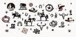 © Levin - Boho Western Cowboy Icons Set – Rodeo Desert Elements (Hats, Boots, Cactus, Longhorn Skulls) Vector