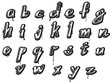© sabelskaya - Graffiti lowercase letters of English alphabet, vector black spray paint grunge stencil typography font, lettering