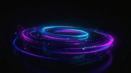 Wall Mural - glowing neon swirls intertwine, forming a futuristic portal against a dark backdrop, radiating vibra