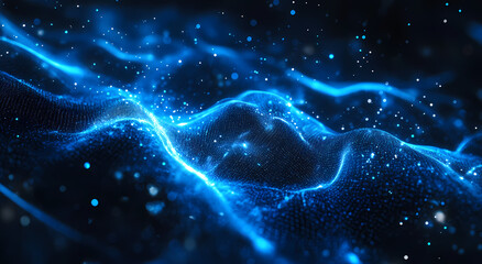 Wall Mural - Abstract Blue Digital Waves