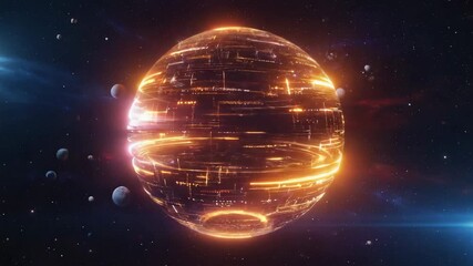Wall Mural - glowing rings of a futuristic dyson sphere rotate around a star, harvesting its energy in the vast e