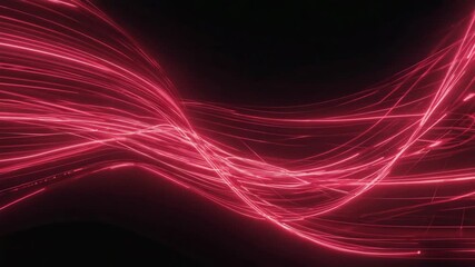 Wall Mural - bright red glowing streaks creating a wavy pattern against a dark background, enhancing designs rela