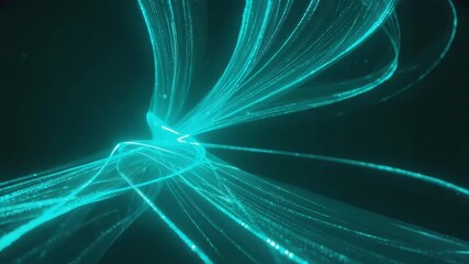 Wall Mural - turquoise particles flowing and forming captivating abstract shapes create a mesmerizing and dynamic
