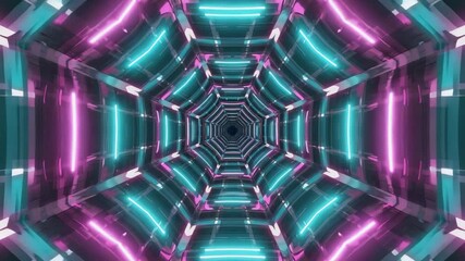 Wall Mural - glowing neon lights illuminating a futuristic tunnel create a mesmerizing spectacle of vibrant color