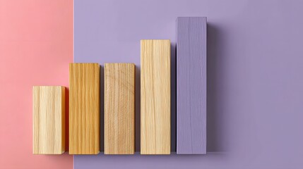 Colorful Wooden Blocks Representing Growth and Progress Against a Minimalist Background