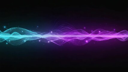 Wall Mural - abstract flowing purple and teal particles and waves creating a futuristic digital data visualizatio