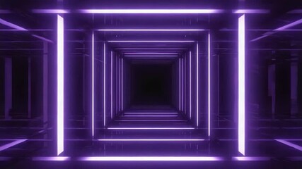 Wall Mural - purple neon lights illuminating a futuristic corridor, creating a mesmerizing and endless perspectiv