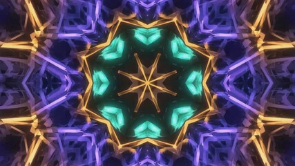 Wall Mural - orange and teal geometric shapes combine to create a beautiful kaleidoscope pattern with a mesmerizi