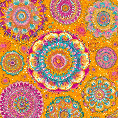 Wall Mural - Vibrant Colorful Mandala Pattern Design