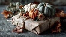 Pumpkins And Fall Flowers On Burlap Free Stock Photo - Public Domain ...