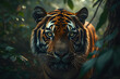 © Heru - A Majestic Tiger Portrait Gazing Intently Through Jungle Foliage