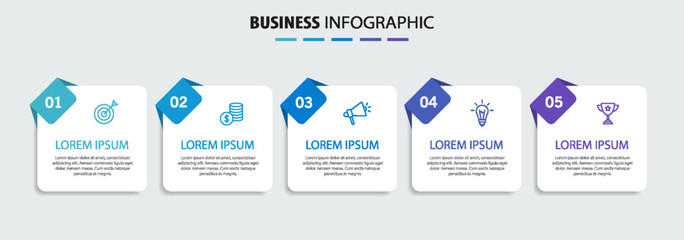Wall Mural - business infographic template with 5 options or steps. can be used for workflow layout, diagram, ann