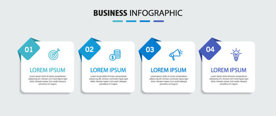 Wall Mural - business infographic template with 4 options, workflow, process chart. can be used for workflow layo