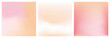 © Mariia - Abstract light peach pink soft gradient background. Pale pink pastel color texture. Set of 3 square vector poster. Aura fuzz pink beige bg for banner, social media, beauty, cosmetics, wedding design
