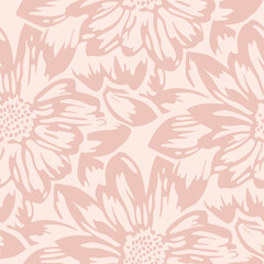 vector abstract floral pattern. seamless ornament with big sketchy flower silhouettes. subtle botani