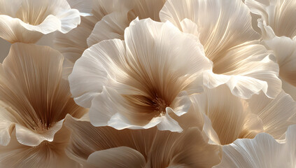 Wall Mural - Elegant petals in soft beige and cream, creating an ethereal floral background with a touch of luxury Generative AI