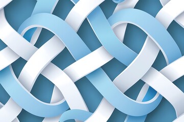 Canvas Print - Abstract Blue and White Intertwined Ribbons: Modern, Elegant, Seamless Pattern Background
