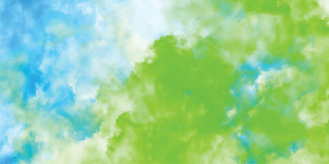 Wall Mural - Abstract watercolor background with a blend of blue and green colors forming artistic clouds for decorative designs and creative backgrounds