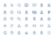 © Vintage Studio - Customer support and service icon set for call center, client contact, online help, chat, operator assistance, inquiry, reception, communication, FAQ, network, conversation, vector illustration