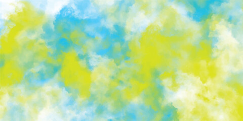 Wall Mural - Abstract watercolor texture in blue green and yellow for backgrounds and design elements
