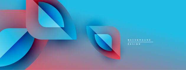 Wall Mural - abstract design features flowing shapes, vibrant blue, red hues. gradient background creates dynamic