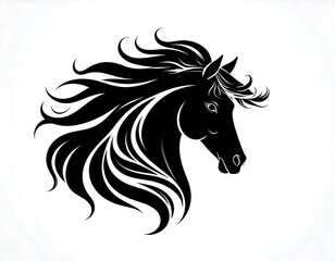 Naklejka na meble Black and white stylized horse head