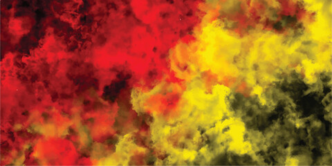 Wall Mural - Abstract red yellow and black painted background depicting fluid shapes and blended color swirls for artistic design
