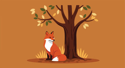 fox under tree