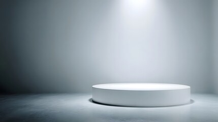 Wall Mural - white round platform with clean spotlight high key lighting and sharp focus