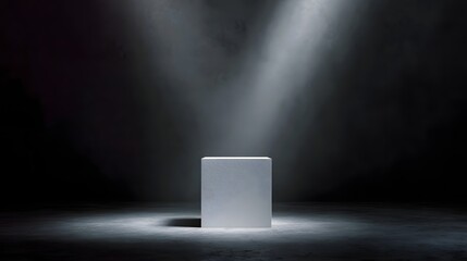 Wall Mural - white square podium under isolated spotlight