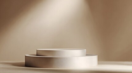 Canvas Print - minimal podium with soft shadows on beige background