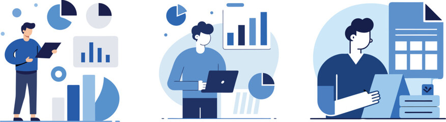 business people working for data analytics and monitoring on web report dashboard monitor and business finance investment design concept