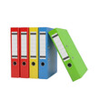 © Aklima - A row of colorful ring binders, including red, yellow, blue, and green, leaning against each other isolated on transparent background
