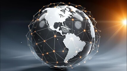 Wall Mural - futuristic digital globe with network connections representing global communication in a high-tech e