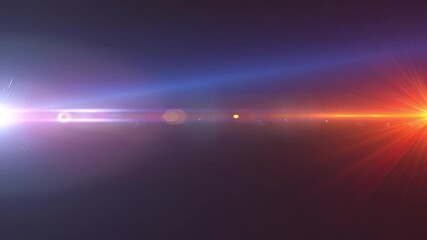 Wall Mural - abstract glow blue red optical lens flare shine light animation from middle right side on black back