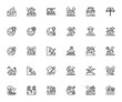 © wang - Natural Disaster icon set. Vector illustration. Includes Glacier, Earthquake, Cyclone, Volcano, Wildfire, Tsunami, Drought and more. Minimal linear icons pack. Editable stroke.