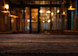 © Agil - Wooden table in a warm and inviting cafe or restaurant atmosphere with soft lighting and blurred background