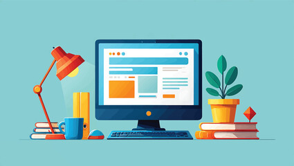 Professional software developer at his desk, focused on programming and web development. Modern flat vector illustration of a coder at work.